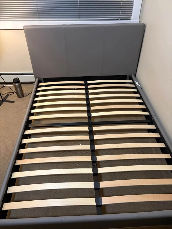 Gray Upholstered Full Bed Frame - photo 2