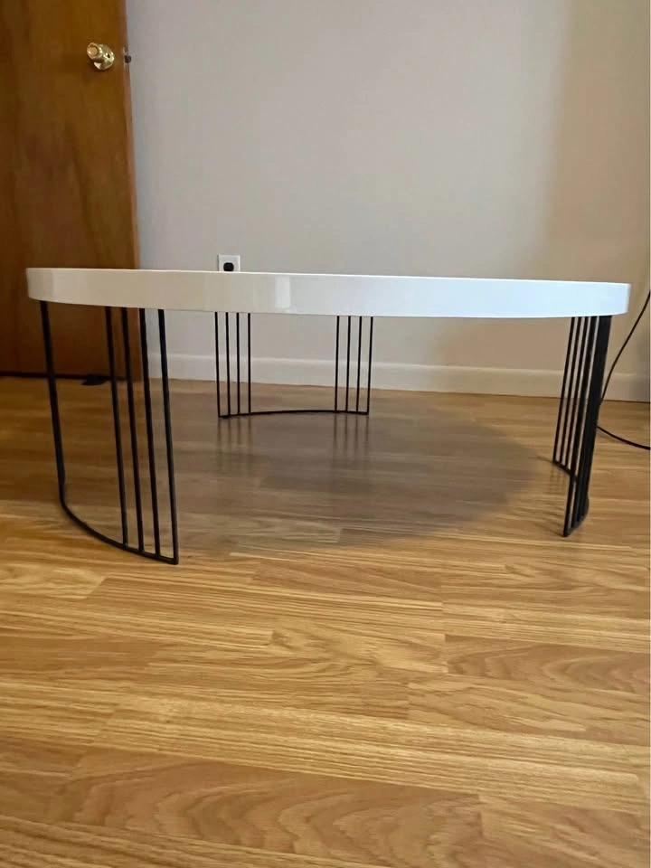 Round White Coffee Table – 37" Diameter - photo 3
