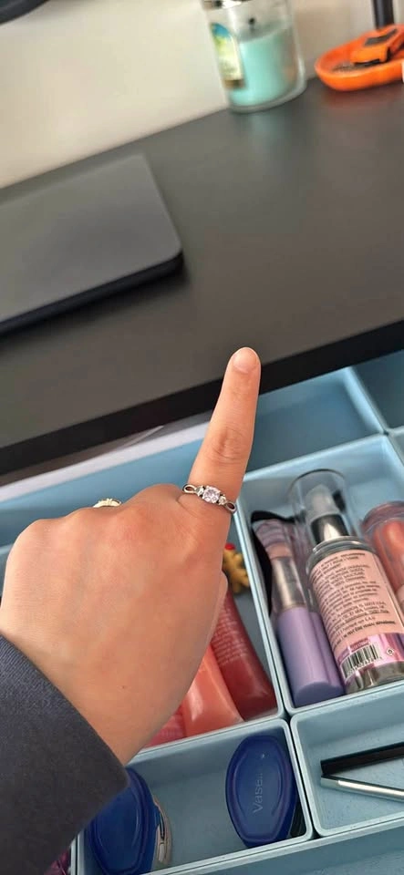 Three stone diamond CZ promise ring size 5-5.5
