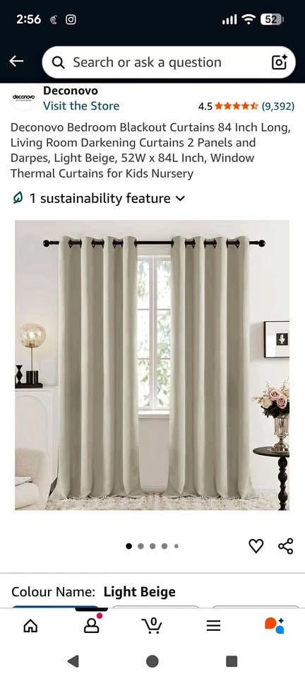 Curtains Set - 52W x 84L Inch