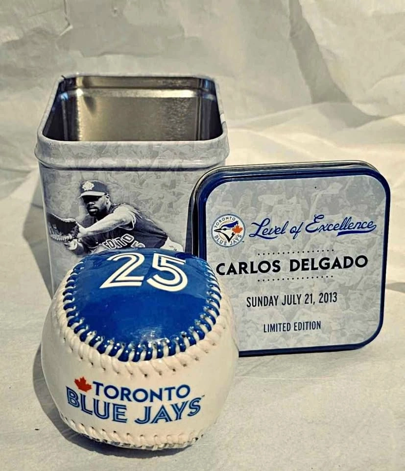 Carlos Delgado "Level of Excellence" Blue Jays Baseball & Tin (2