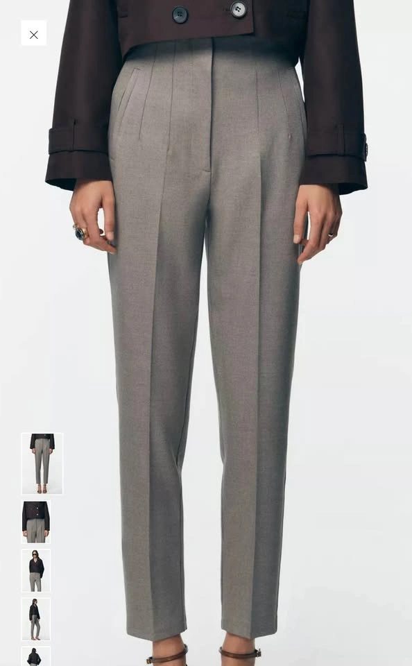 Zara Women's Grey Pleated Tapered Trousers - photo 2