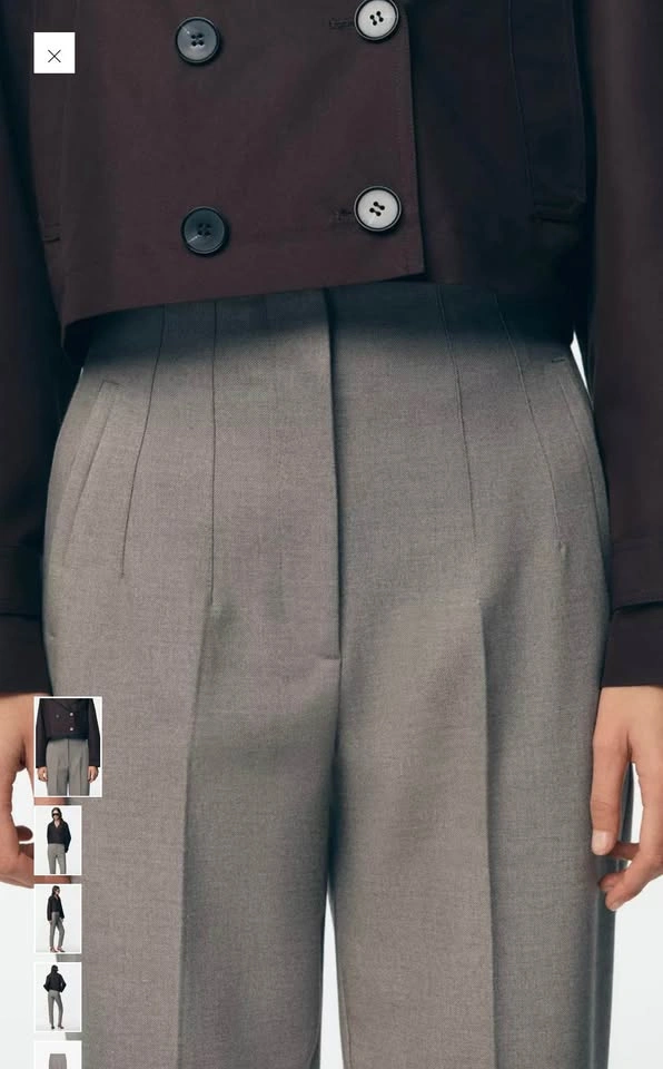 Zara Women's Grey Pleated Tapered Trousers - photo 3