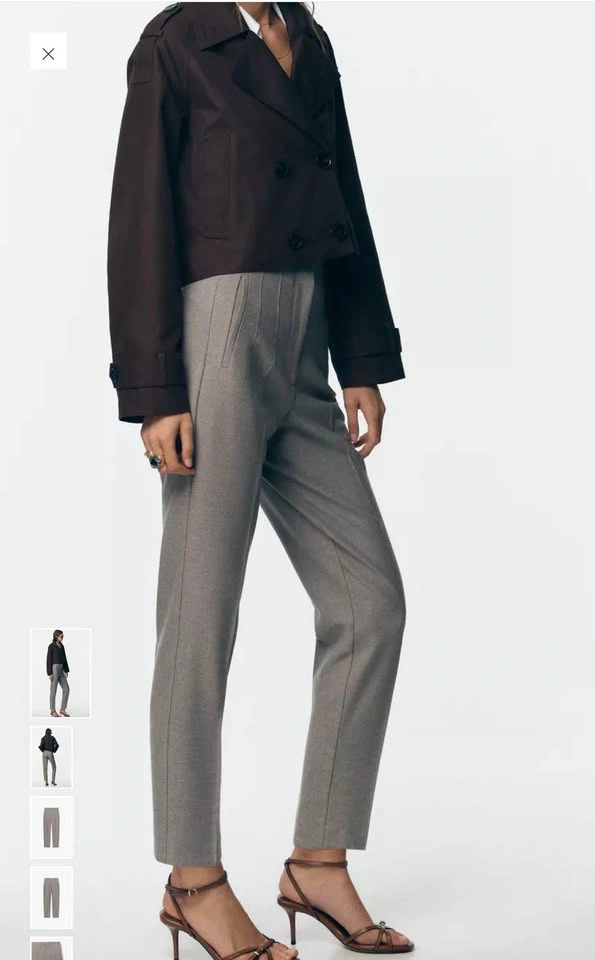 Zara Women's Grey Pleated Tapered Trousers - photo 4