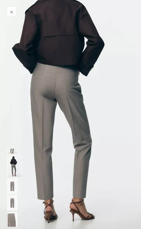 Zara Women's Grey Pleated Tapered Trousers - photo 5