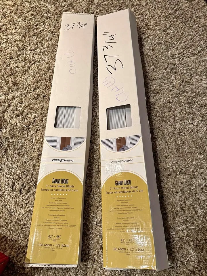 Pre cut 37” 3/4 wide by 48”long faux wood blinds thumbnail