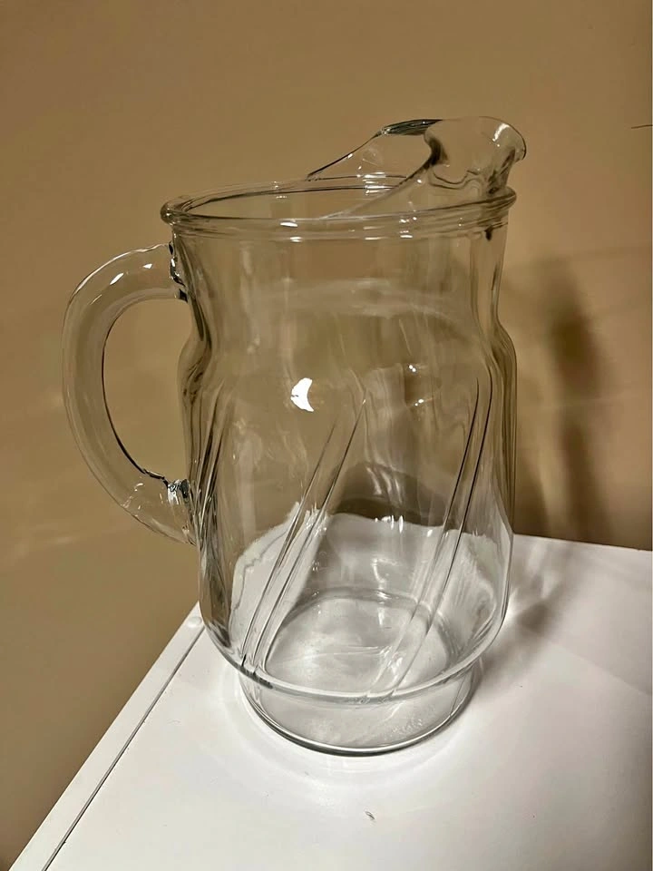 Clear Glass Swirled Pitcher