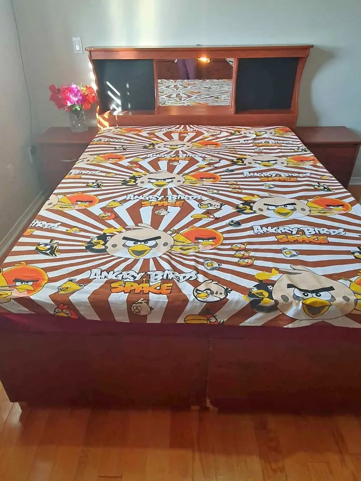 Queen bed + mirror dresser + 2 night tables  + small lights thumbnail