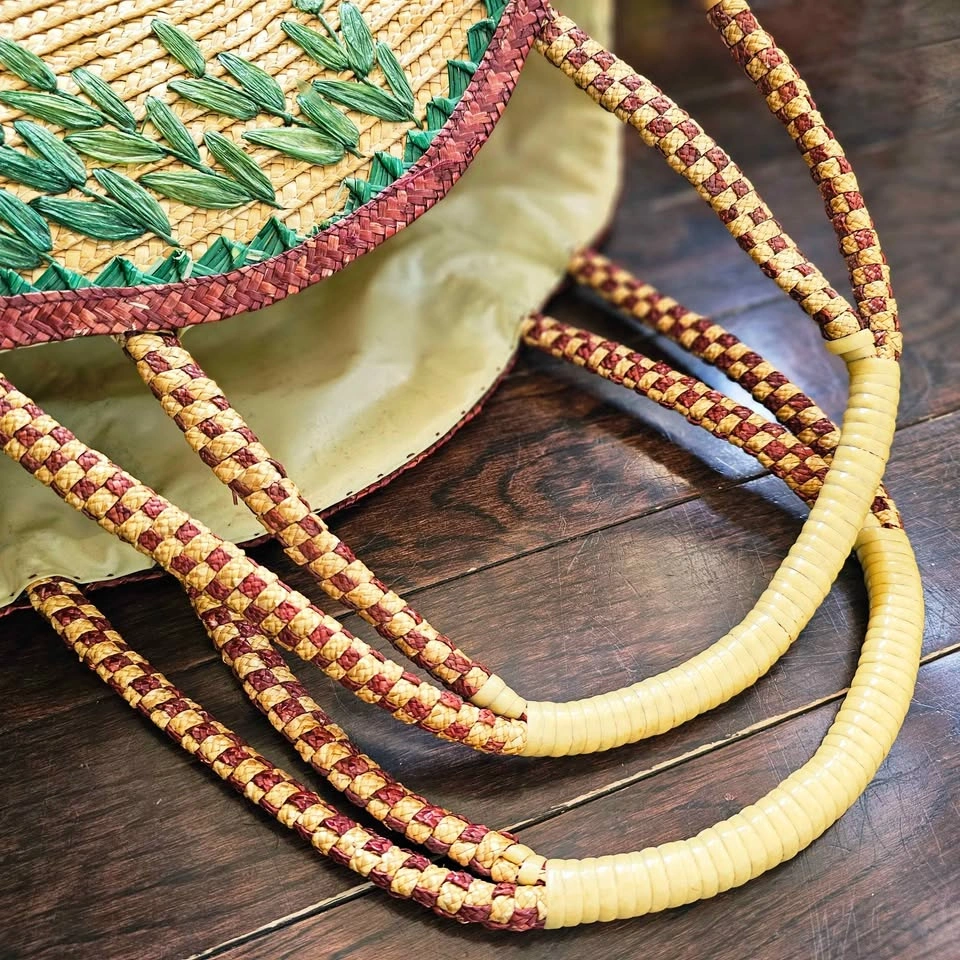 Vintage 1970s Embroidered Straw Tote Bag - Bird & Willow - photo 4