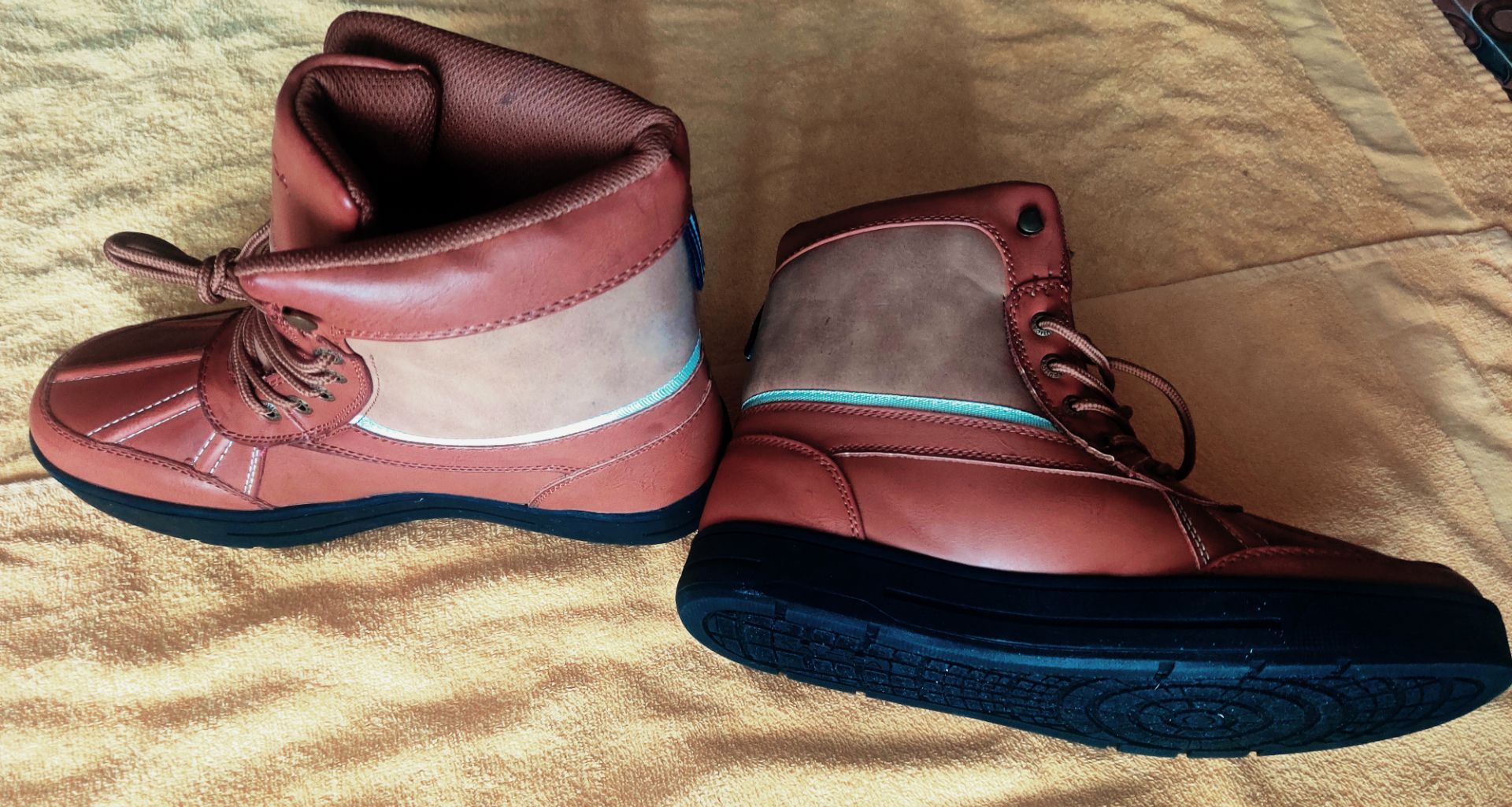Nautica Brown High Top Boots with Rugged Sole and Blue Accents 👢 - photo 3