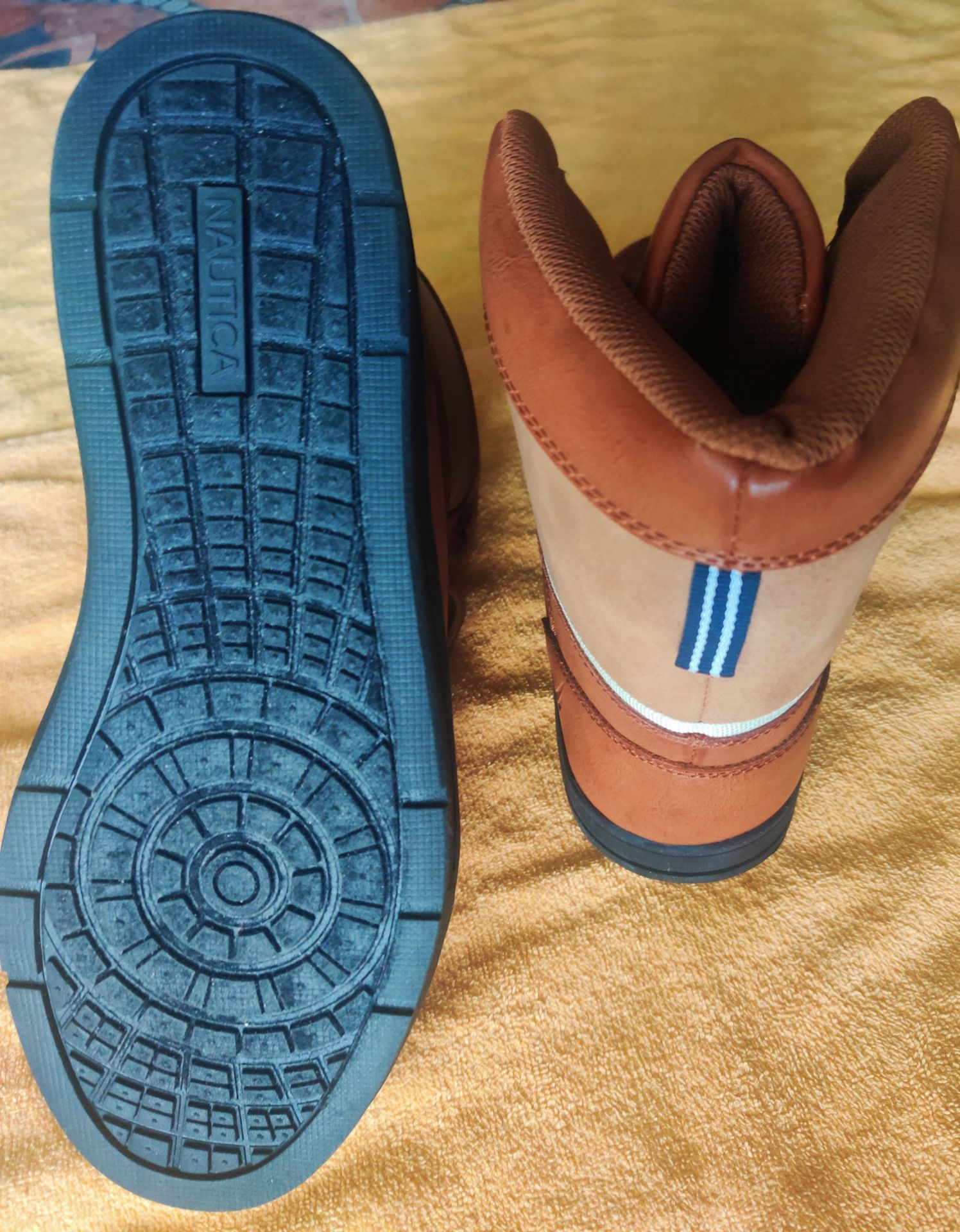 Nautica Brown High Top Boots with Rugged Sole and Blue Accents 👢 - photo 4