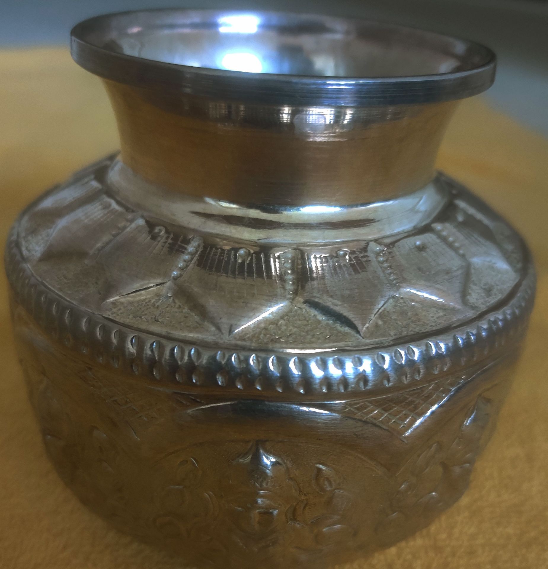 Elegant Silver Vessel with Astalakshmi Design ✨🪔