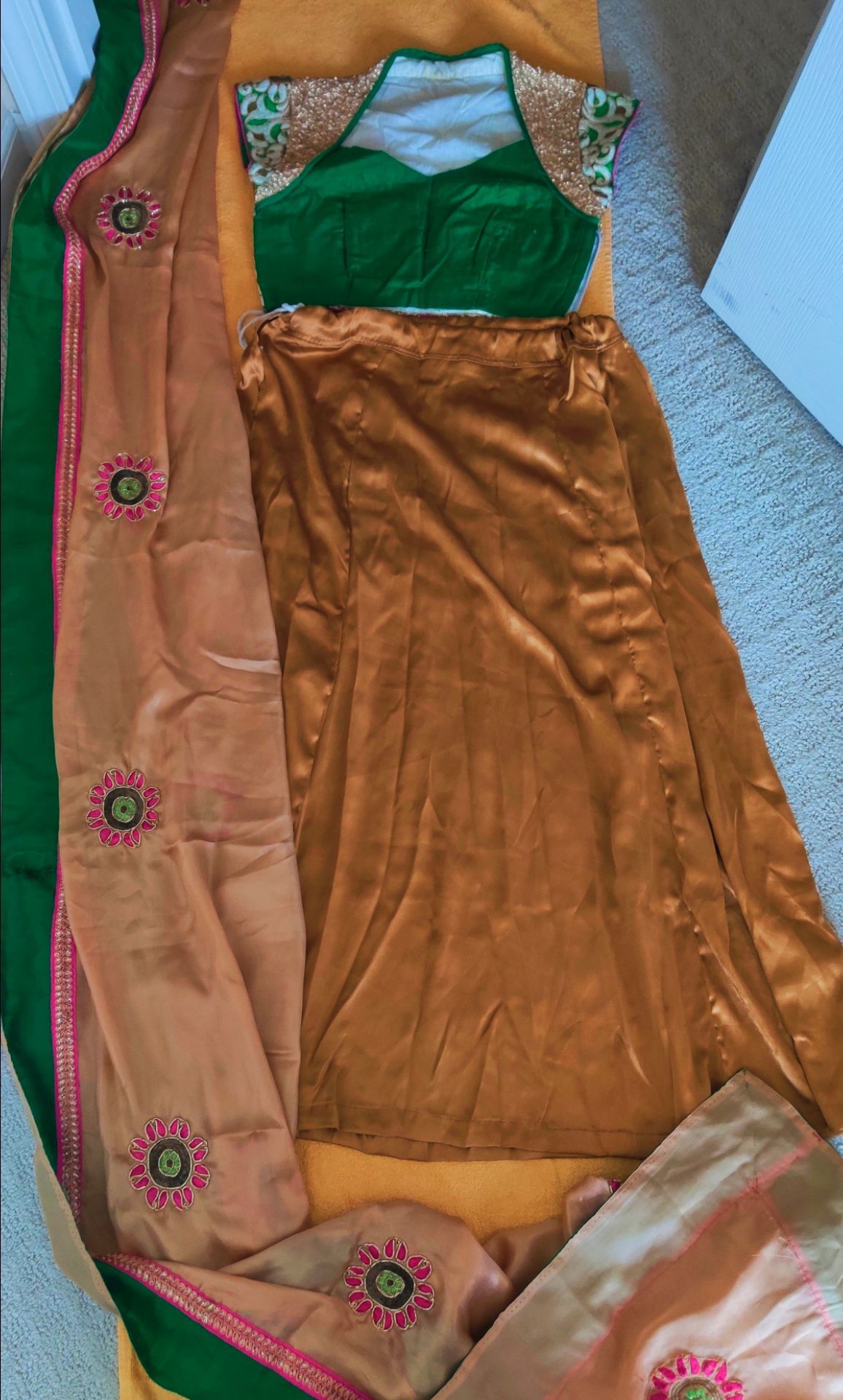 Gorgeous Parrot Green Lehenga Choli with Long Chunni