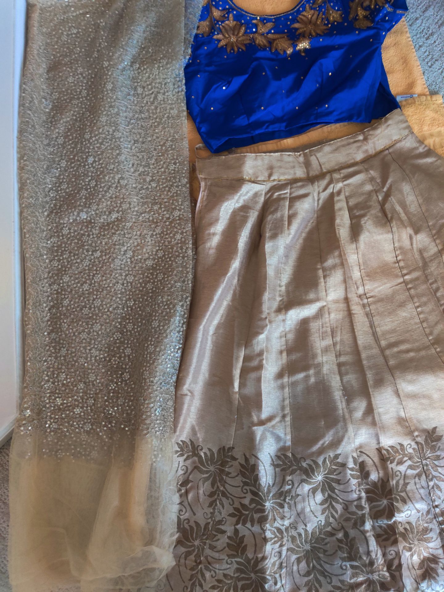 Stunning Royal Blue & Gold Lehenga Choli Set with Shimmer Dupatt - photo 5