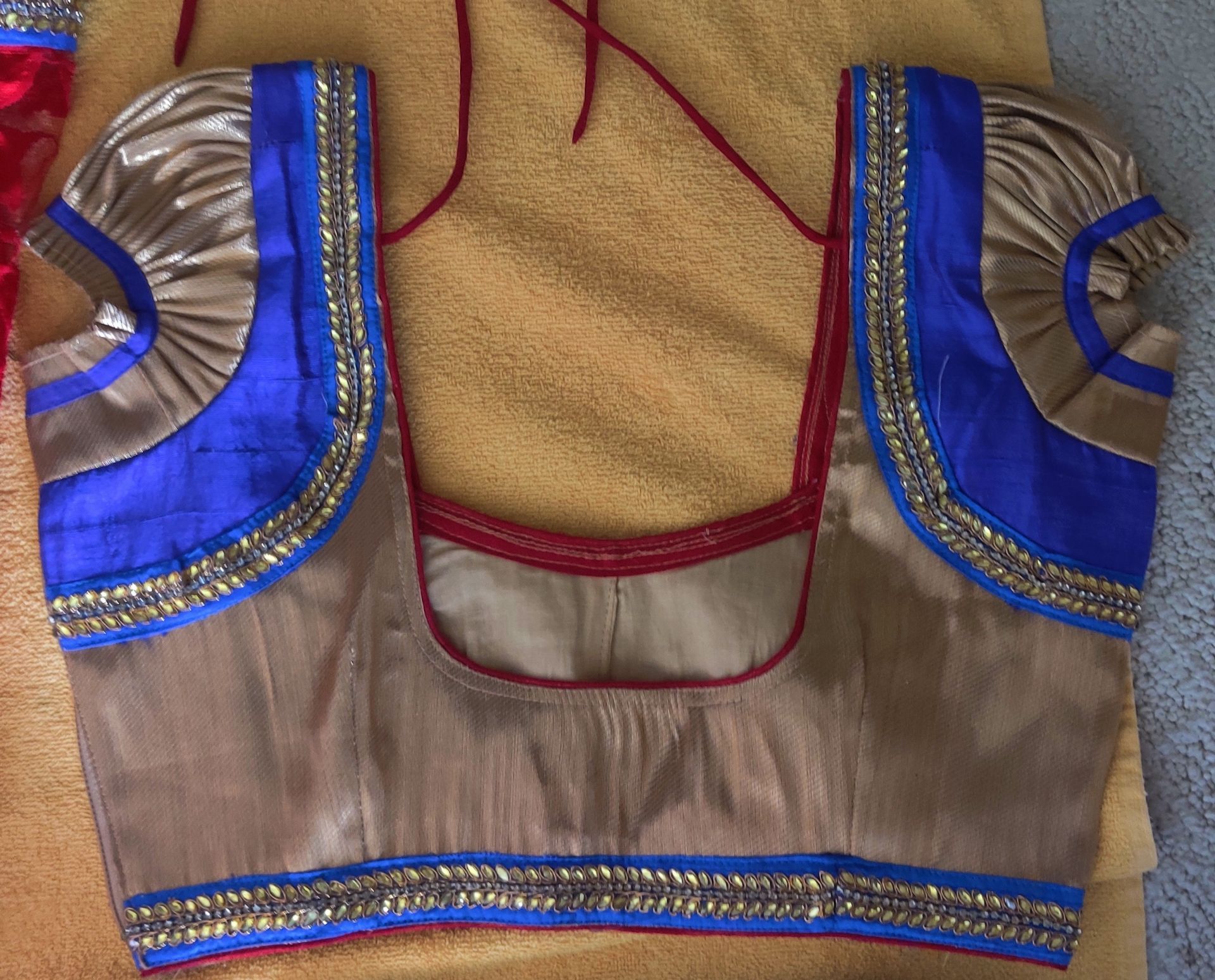 Royal Blue Lehenga Choli Set w/ Red Dupatta - Like New - photo 3