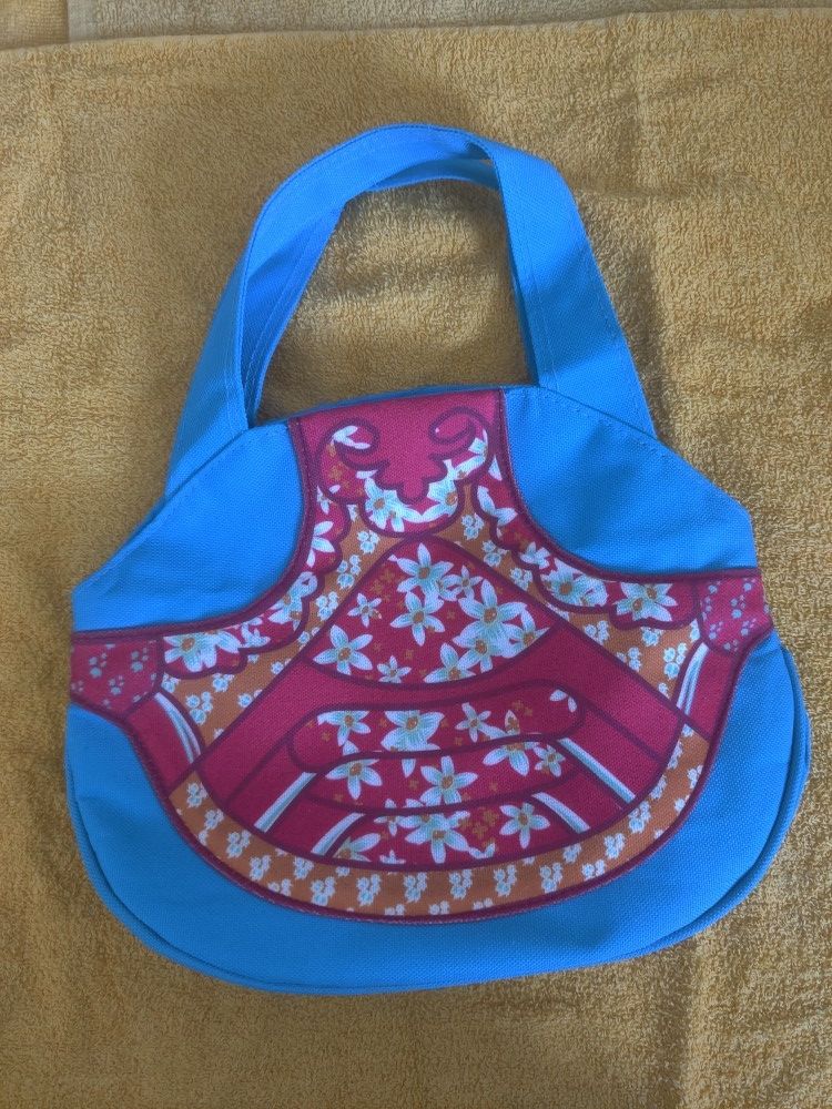 NEW Floral & Blue Lunch Tote Bag with Magnetic Closure
