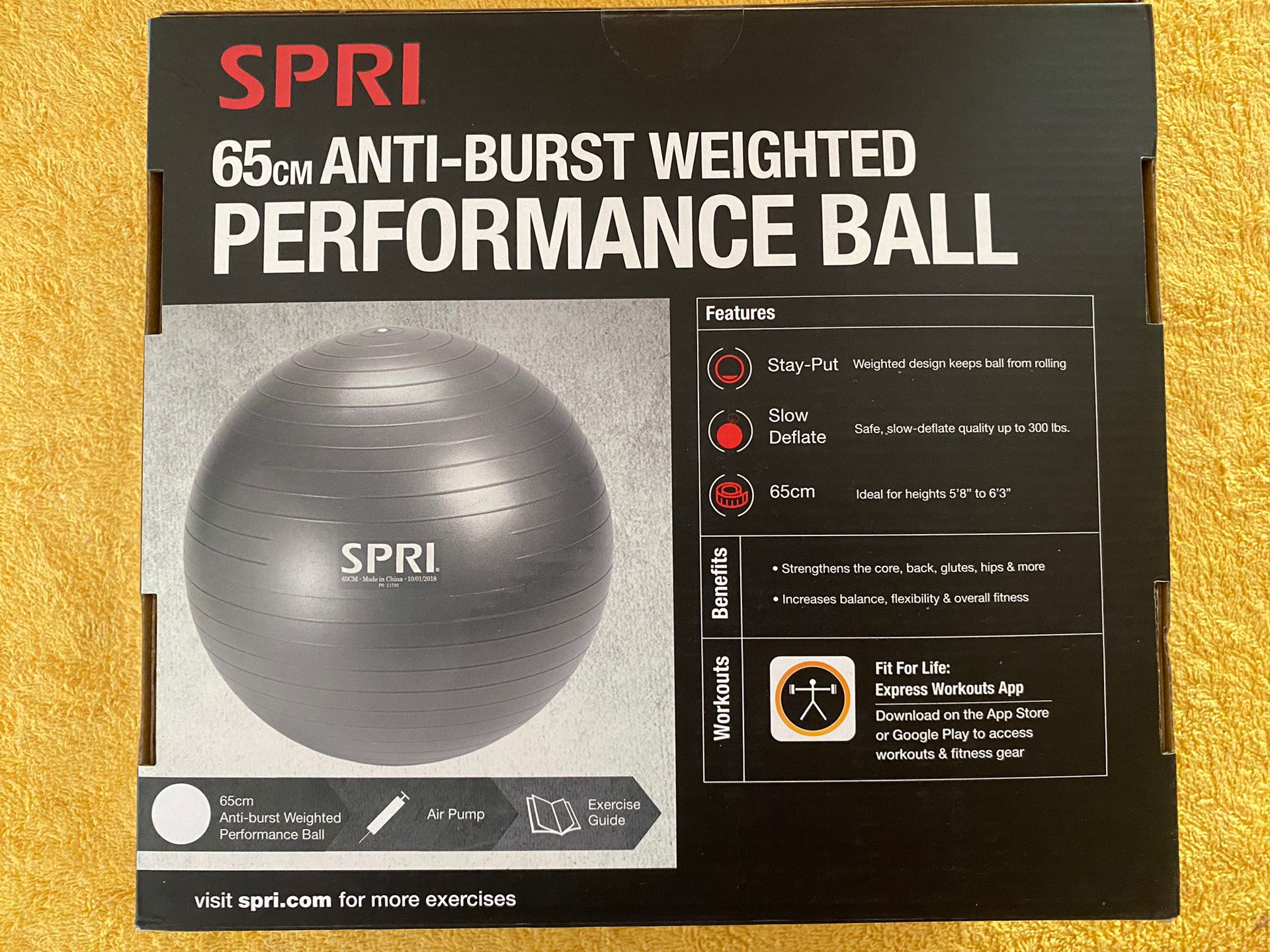 Brand New SPRI 65cm Anti Burst Performance Ball - photo 2