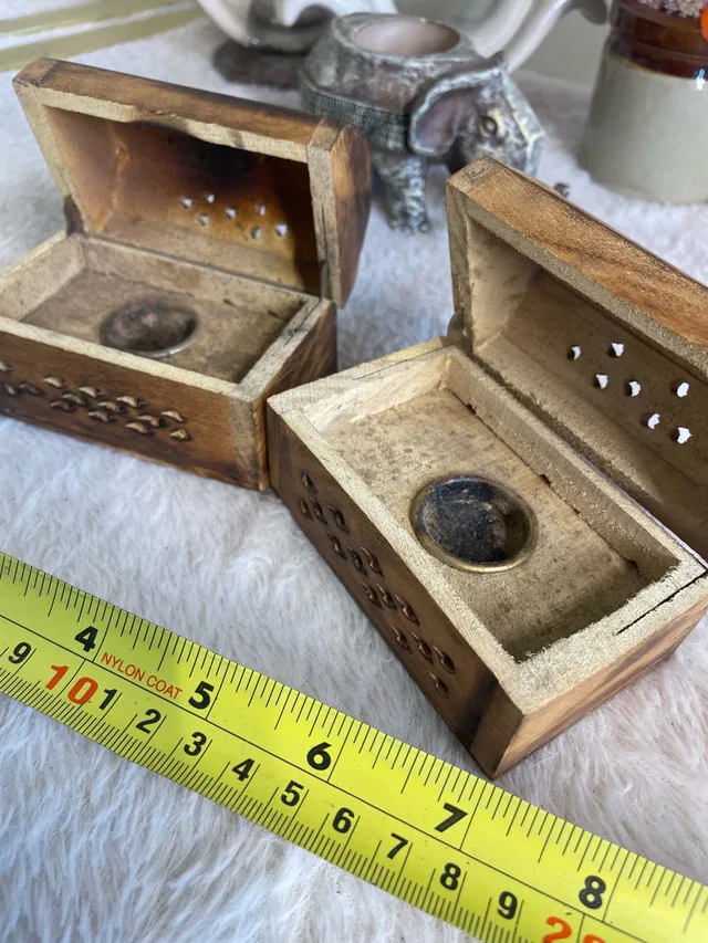 Vintage Brass Ceramic Wood Candle Holder Collection image indicator(3)