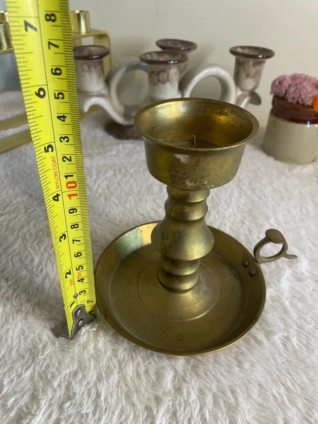 Vintage Brass Ceramic Wood Candle Holder Collection image indicator(5)