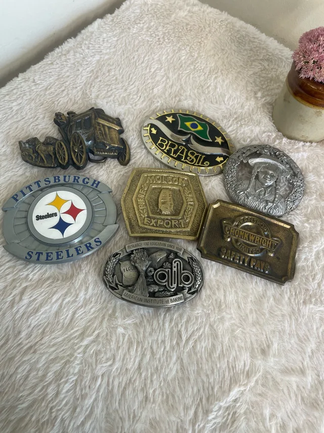 Vintage Steel Brass Pewter Belt Buckle Collection thumbnail