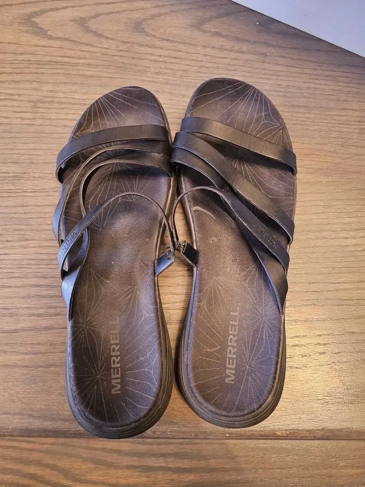 Women's Merrell Duskair Seaway Slide Black Leather 9 image indicator(3)