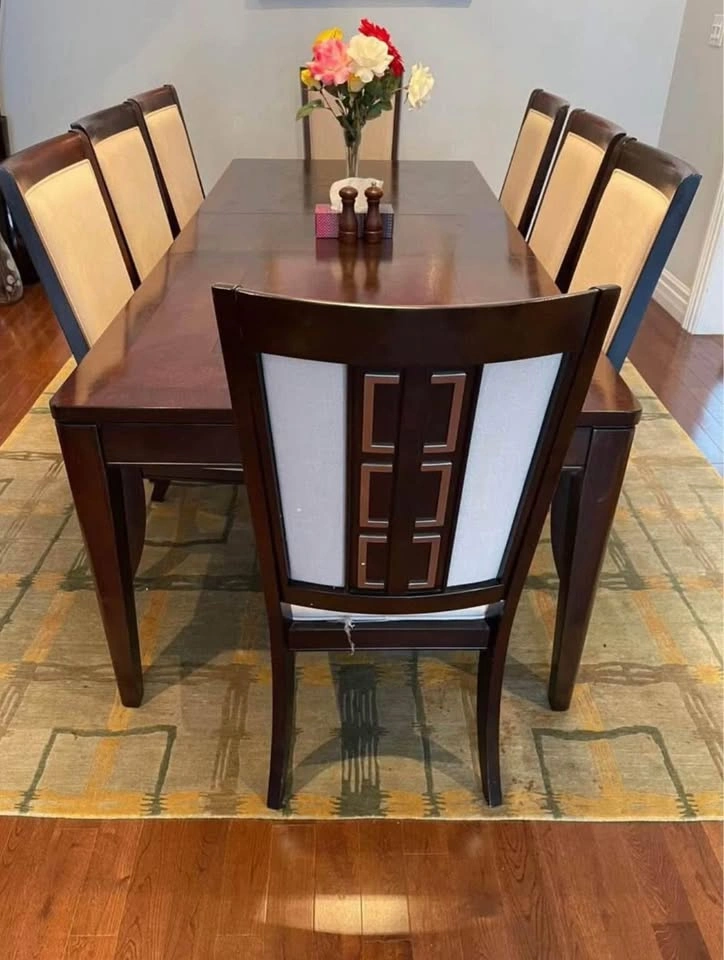 Wooden dining table with 8 chairs - photo 2