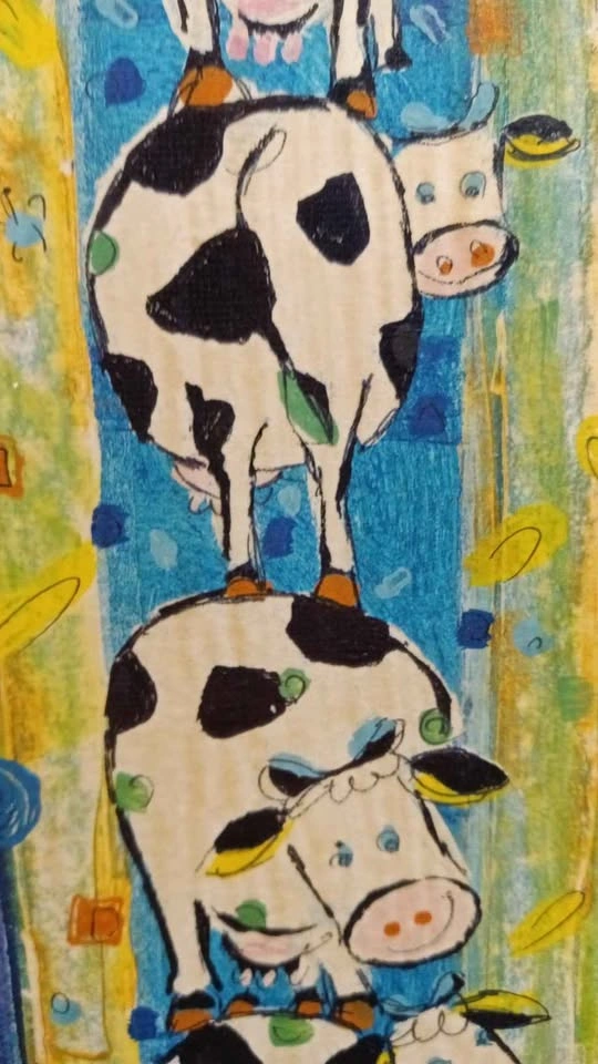 Whimsical Stacked Cow Folk Art Framed Print - photo 3