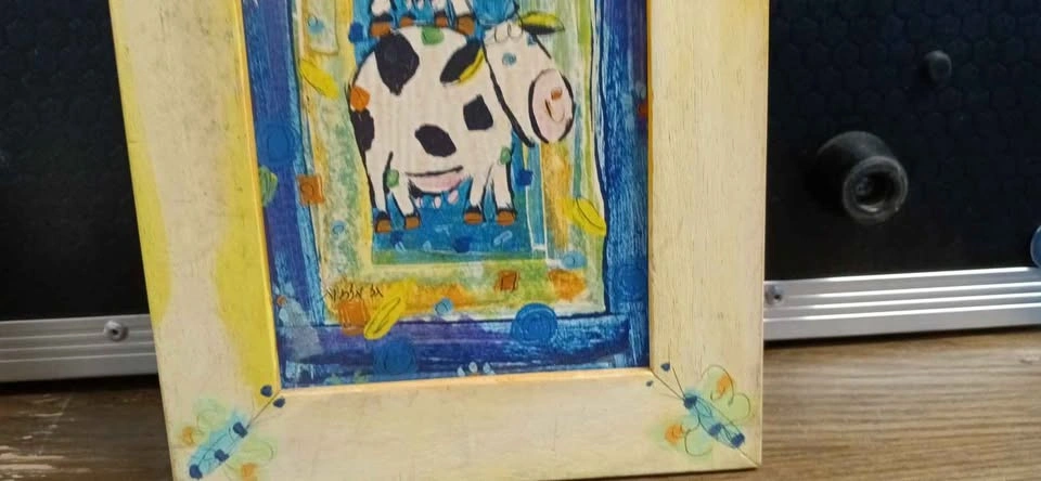 Whimsical Stacked Cow Folk Art Framed Print - photo 4