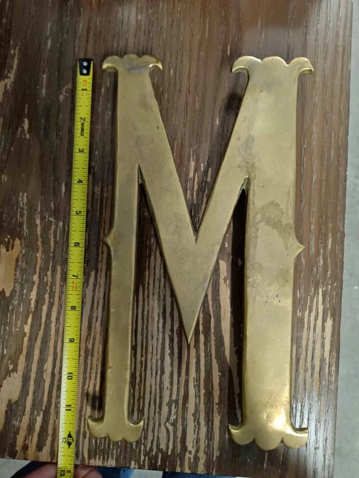 🌱Big Brass Letter M - 12.5in Tall