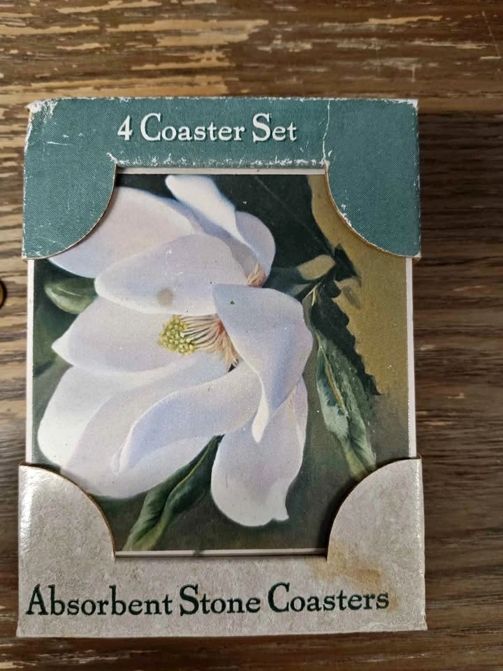 🌱AbsorbaSton Magnolia Stone Coasters 4-Pack