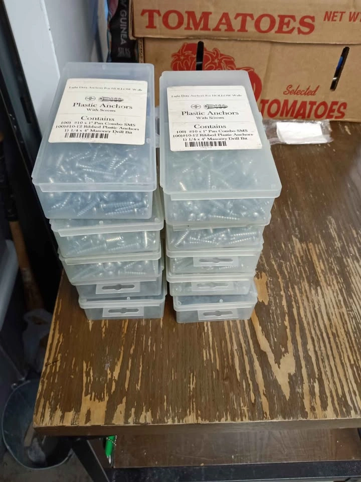 🌱10 Boxes Plastic Anchors Screws Drill Bit - photo 2