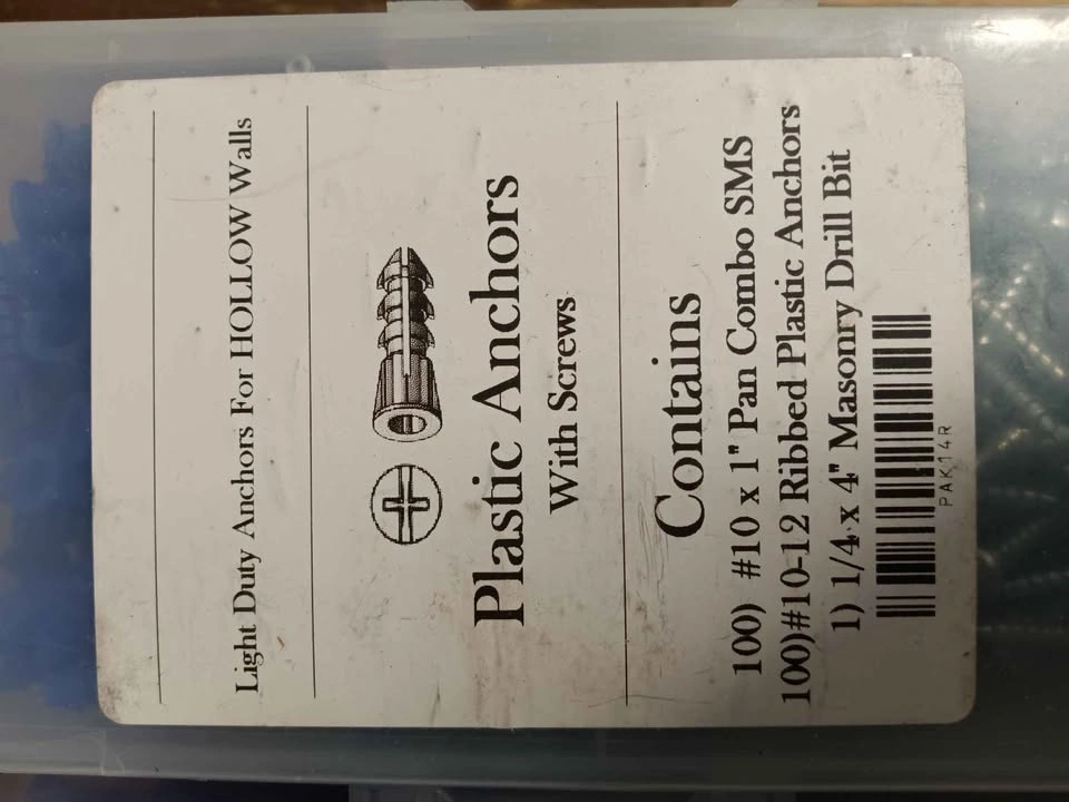 🌱10 Boxes Plastic Anchors Screws Drill Bit - photo 3