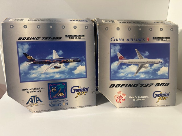 2 Gemini Jets Boeing Die cast Models: 757-200 ATA, 737-800 China