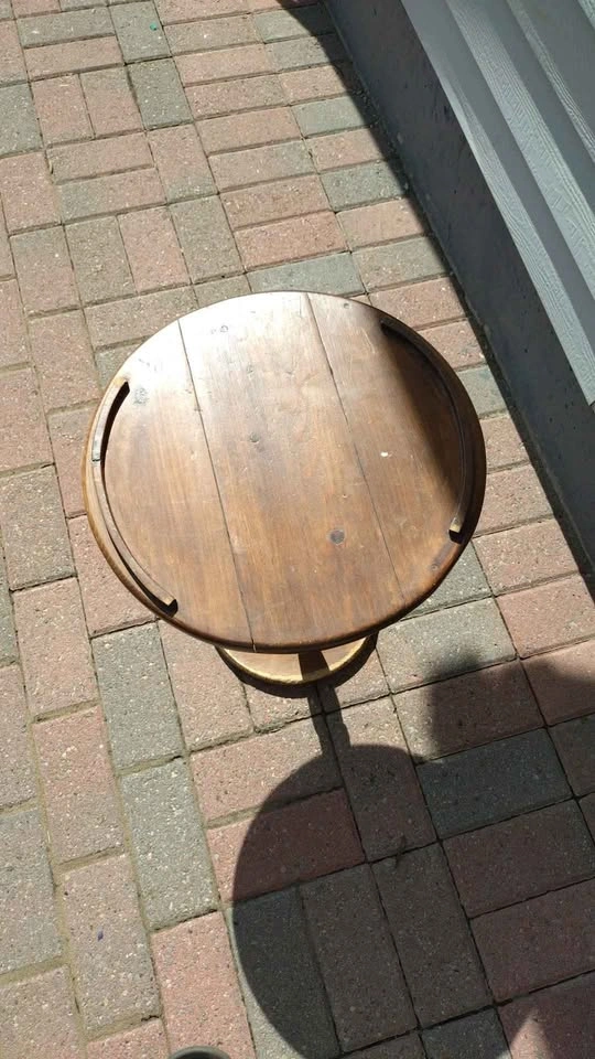 Round Wood Pedestal Table - photo 2