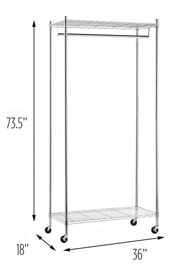 Rolling Metal Garment Rack, Closet, Hanging Clothes Rack - photo 3
