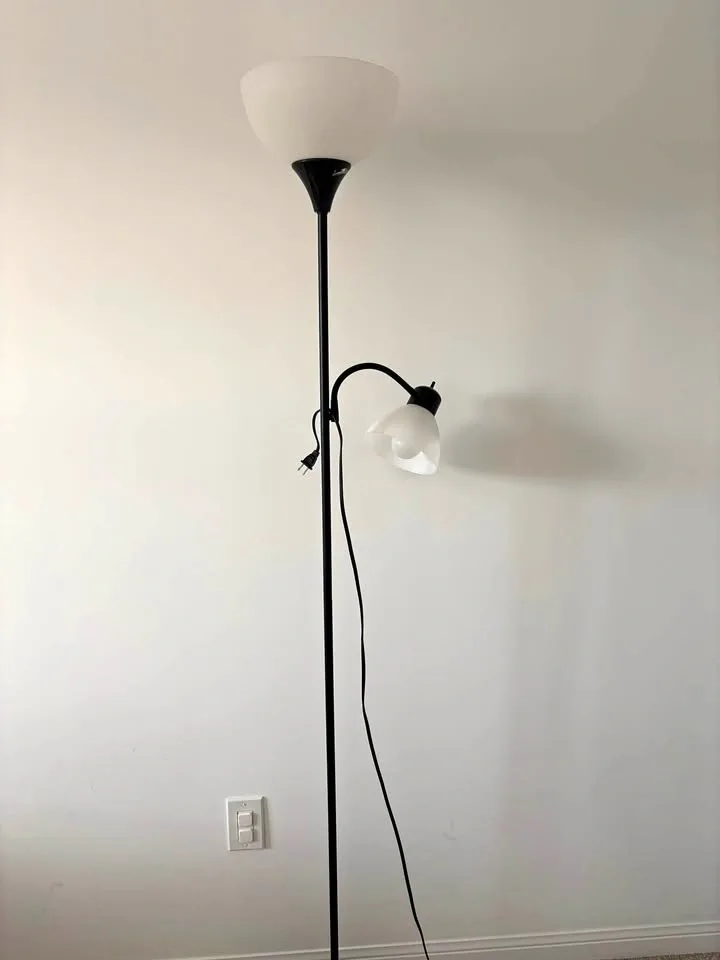 Black floor lamp with 2 lights