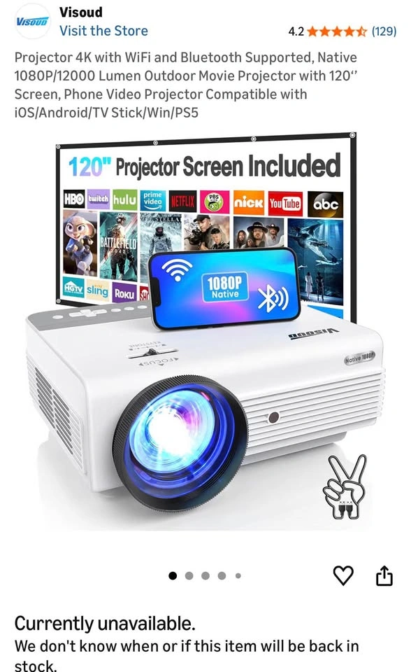 Visoud Smart Projector with Screen - photo 2