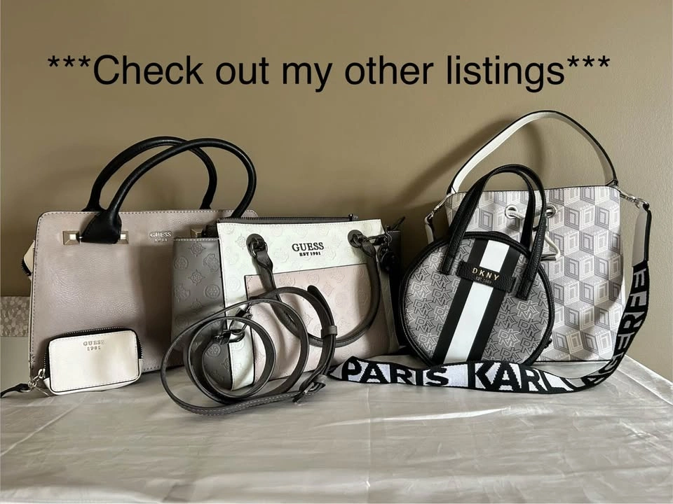 DKNY Round Monogram Striped Crossbody Bag Black White Gray - photo 4