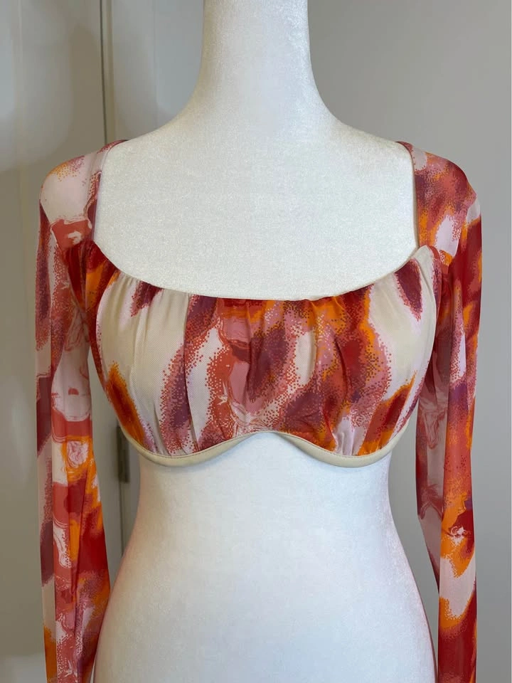FOREVER 21 Sheer Flare Sleeve Crop Top - photo 2
