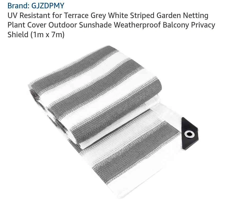 GJZDPMY UV Resistant Grey White Striped Garden Netting (1m x 7m)