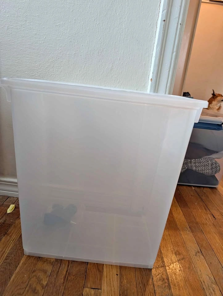 Clear Plastic Storage Bin with Wheels