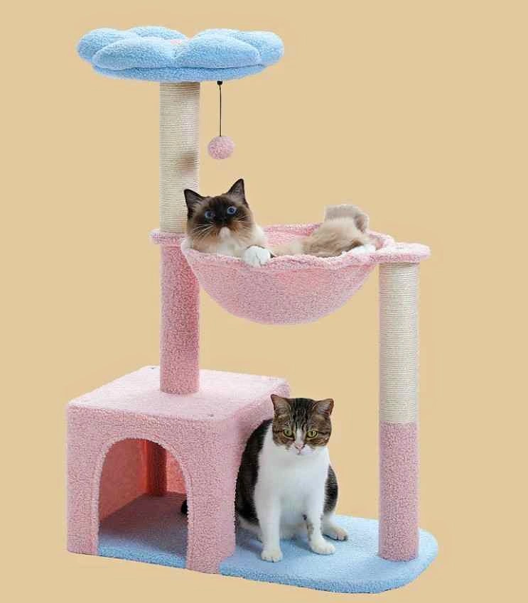 Flower Cat Tree with Scratching Posts and Condo