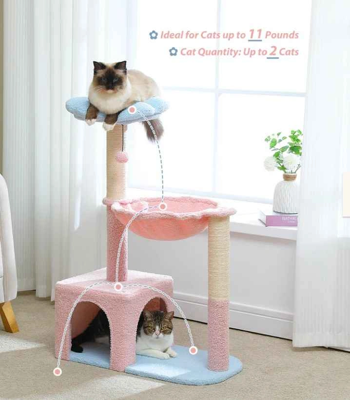 Flower Cat Tree with Scratching Posts and Condo - photo 2