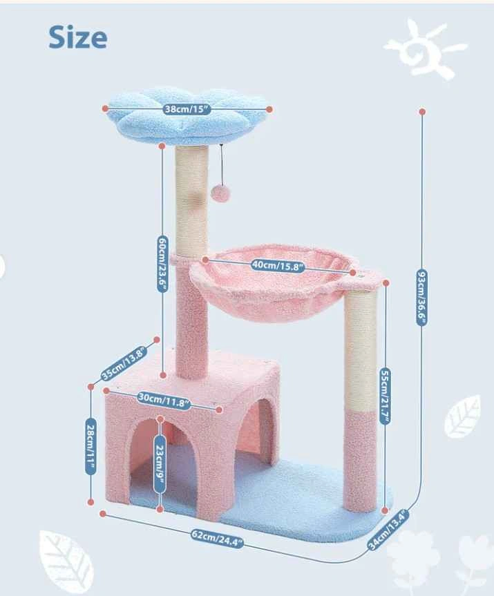 Flower Cat Tree with Scratching Posts and Condo - photo 3