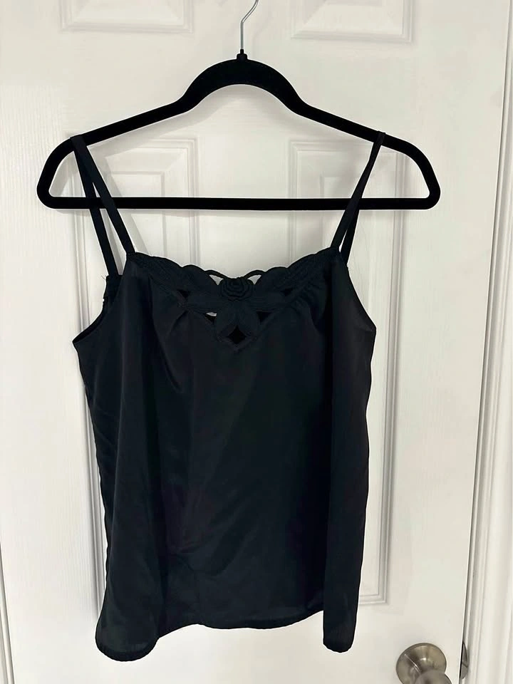 Black camisole with cutout neckline
