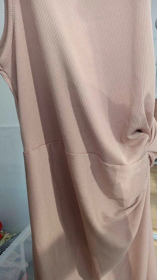 Warm Beige Ribbed Knot Front Maxi Dress Size S or M - photo 3
