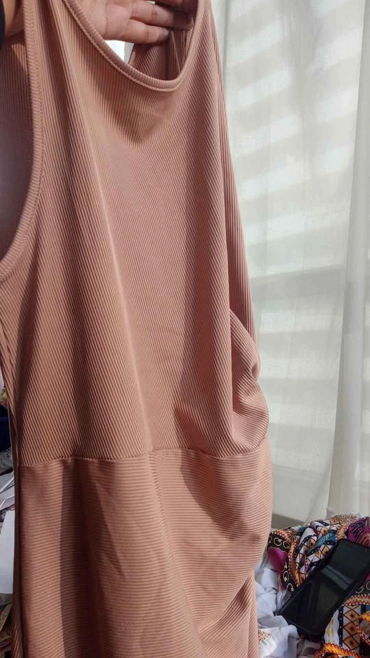 Warm Beige Ribbed Knot Front Maxi Dress Size S or M - photo 4