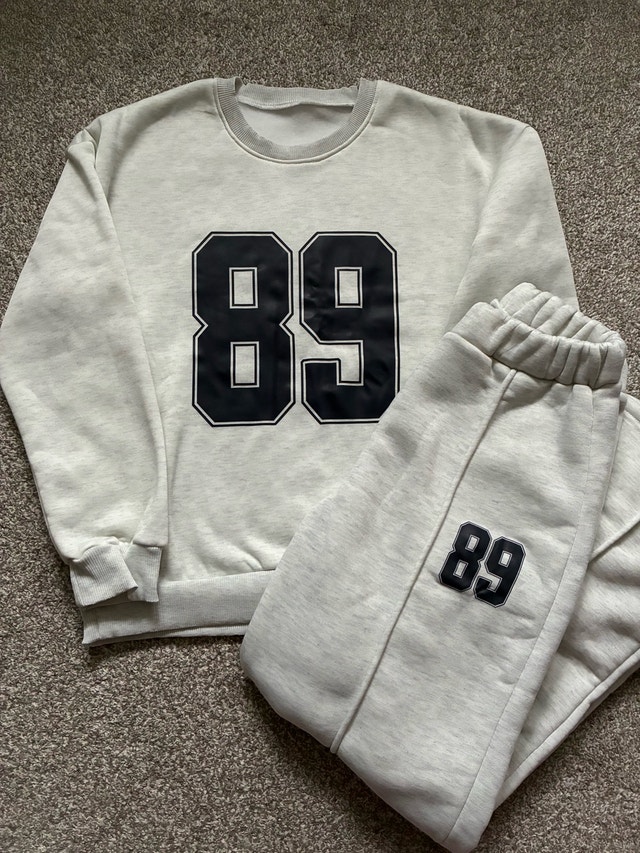 Gender Neutral Light Grey Sweatsuit with 89