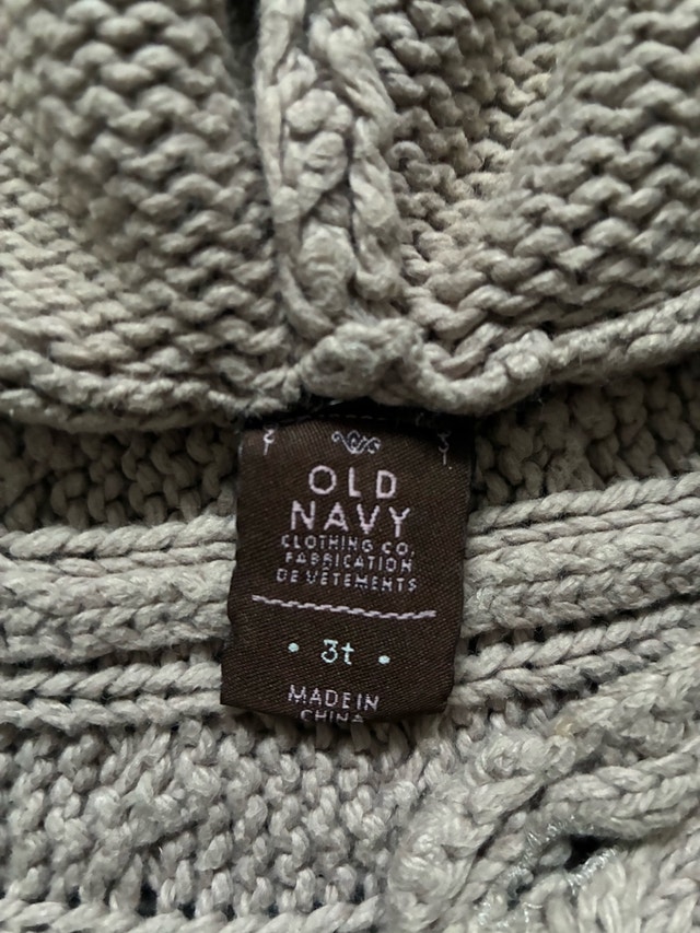 Old Navy 3T Cable Knit Hooded Cardigan Fuzzy Hood - photo 2