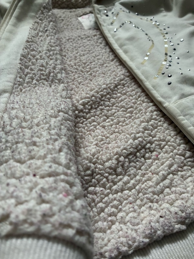 Children's Place Girls Cream Sherpa Lined Sequin Zip Up Hoo - photo 4